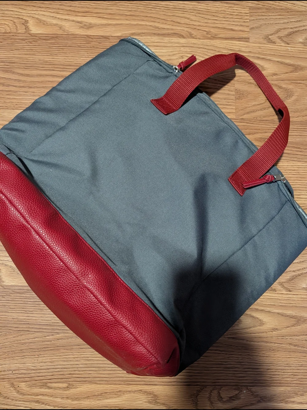 Men's Gray and Red Canvas Backpack - Unbranded